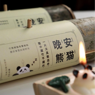 Candela de bambu personalizada Boa Noite Aromaterapia Panda para hóspedes de hotéis e resorts