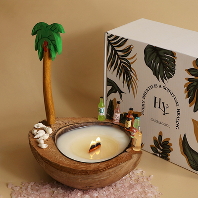 Logotipo do cliente Concha de coco Aromaterapia Velas Caixa de presente Ilha de Verão Fragrância