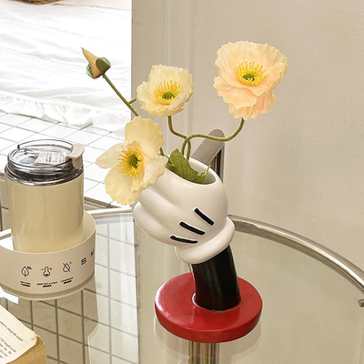 Design de logotipo único Vaso de mão Mickey minimalista moderno para decoração artística de casa criativa