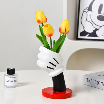 Design de logotipo único Vaso de mão Mickey minimalista moderno para decoração artística de casa criativa