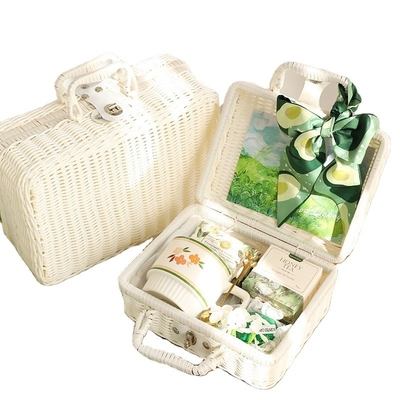 Conjunto de presentes personalizados Cesto de mão fresco Souvenirs em cesto de rotão para todos os dias