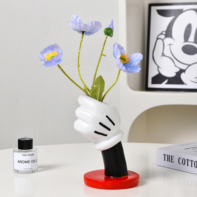 Design de logotipo único Vaso de mão Mickey minimalista moderno para decoração artística de casa criativa