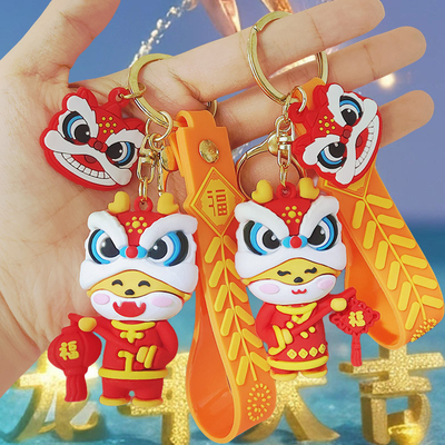 Carinhosos e Pequenos Chaves de PVC para o Ano do Loong Lucky Charm Chave de Chave Pendente