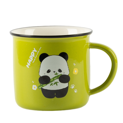 Presente para o bem-estar dos funcionários Carrinho de água cerâmica panda bonito com impressão UV e colorida