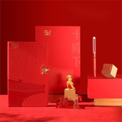 Conjunto de presentes para a indústria agrícola livro de contabilidade de mão assinatura caneta emblema e ornamento fênix