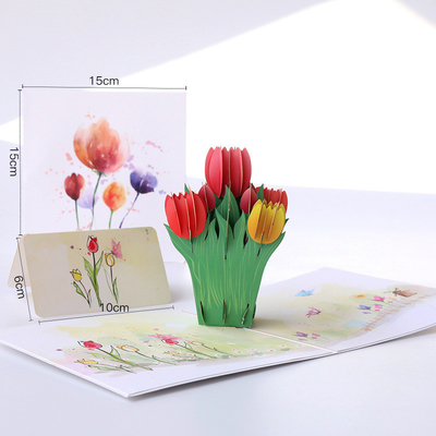 Surpreenda seu professor com um cartão de felicitação 3D de tulipas