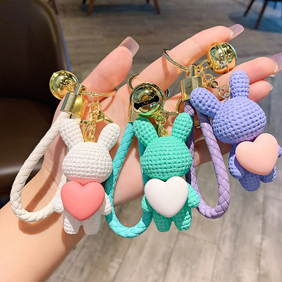 2 cores gráficos resina tecido Love Rabbit Keychain para a celebração do Festival de Meio Outono