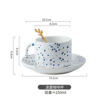Exquisito Klein Blue Ceramic Flower Coffee Cup e Plate Set para Impressão de Logotipo Personalizado