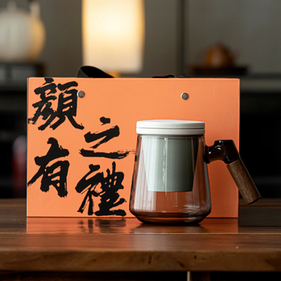 Logotipo personalizado Caixa de presentes de chá de vidro Qingchuan Novidade presentes para separação de chá de escritório