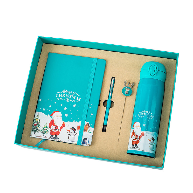 Caixa de presente de Natal Conjunto de 4 Notebook Bookmark Pen Thermos Impressão UV 1 Cor Gráfica