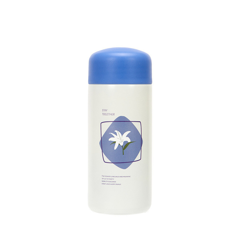 Copo de água portátil e compacto com padrão floral 304 Copo isolado de aço inoxidável