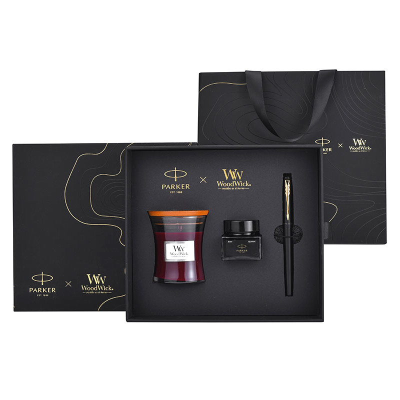 XL Nível de entrada caneta de tinta de ouro preto WoodWick Aromaterapia Set de presente preto para aniversário