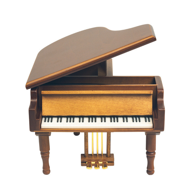 Caixinha de música de piano de madeira impressa com tela de seda Ideal para favores de casamento Presentes de festa nupcial
