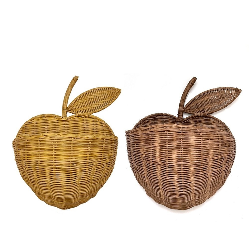 Impressão de tela de seda Rattan feito à mão Corrente de armazenamento de maçã tecida para organização doméstica