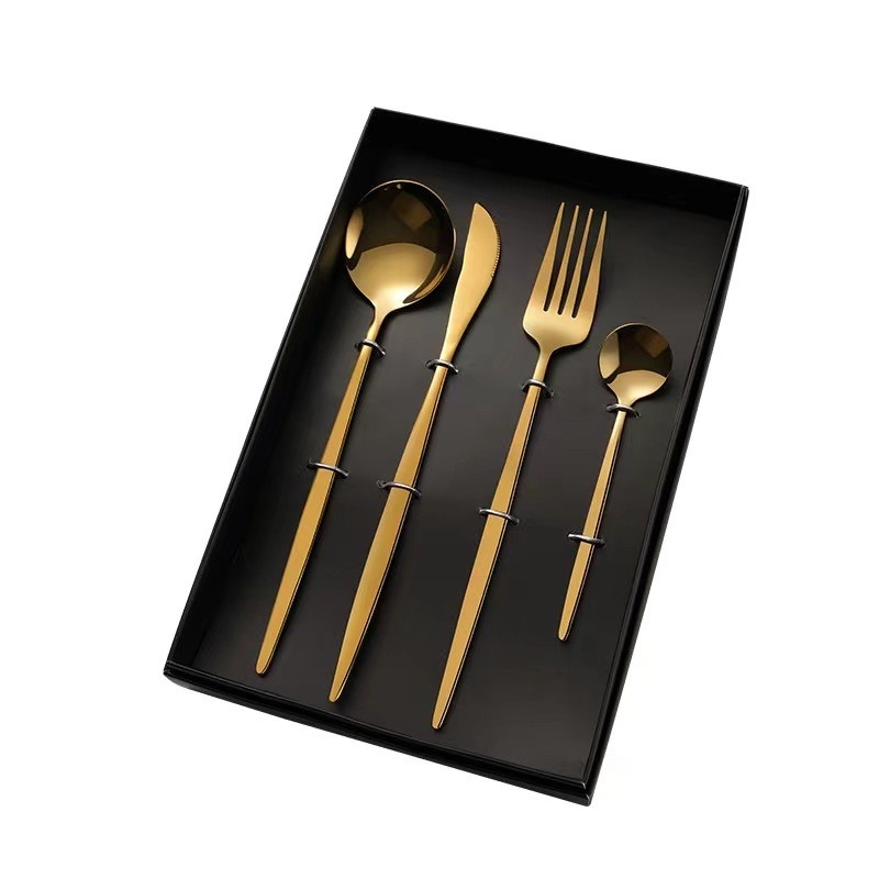 Alta Valor Estético Rust Steel Tableware Set de 4 Peças Color Printing Novidade Presentes