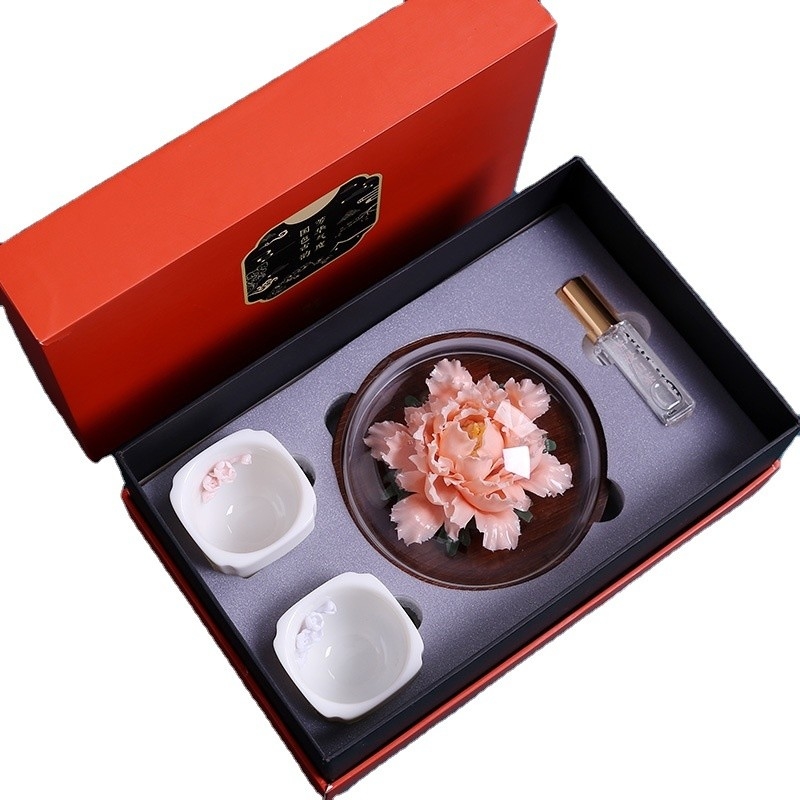 Logotipo Peony Cerâmica Aromas Conjunto feito à mão O presente perfeito para produtos de escritório final