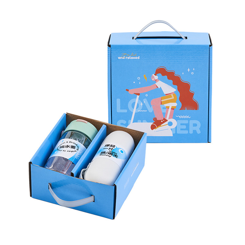 Presente de cuidados de verão logotipo personalizado conjunto de duas peças com copo de água e guarda-chuva cápsula
