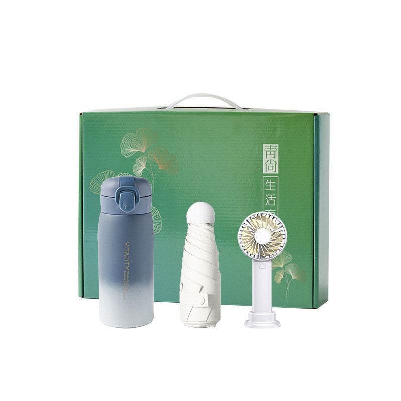 Set de verão fresco de plástico Sport Cup de água portátil ventilador cápsula guarda-chuva como presentes de boas-vindas