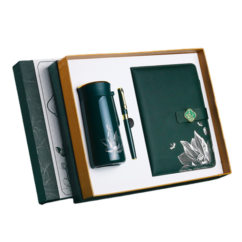 Colour Printed Business Gift Set Bloco de anotações Copo e caneta de isolamento para logotipo personalizado