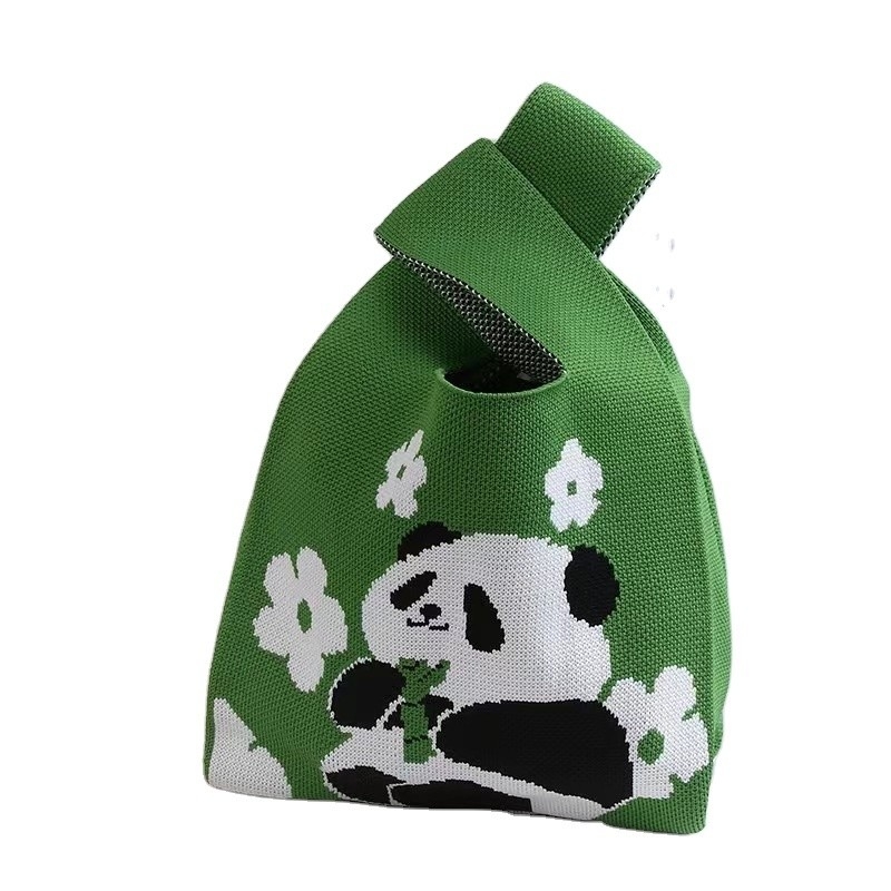 Colourful Panda Saco de Trico Conjunto de Presente Pequeno Ventilador de mão Creme de vidro guarda-chuva