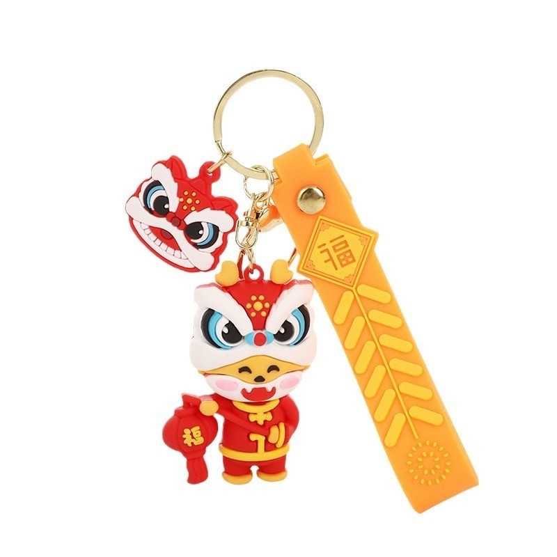 Carinhosos e Pequenos Chaves de PVC para o Ano do Loong Lucky Charm Chave de Chave Pendente
