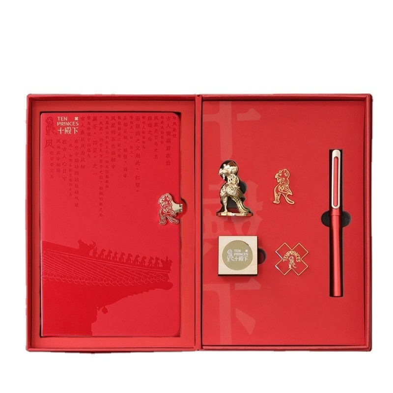 Conjunto de presentes para a indústria agrícola livro de contabilidade de mão assinatura caneta emblema e ornamento fênix