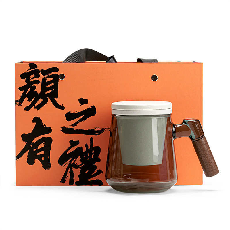 Logotipo personalizado Caixa de presentes de chá de vidro Qingchuan Novidade presentes para separação de chá de escritório